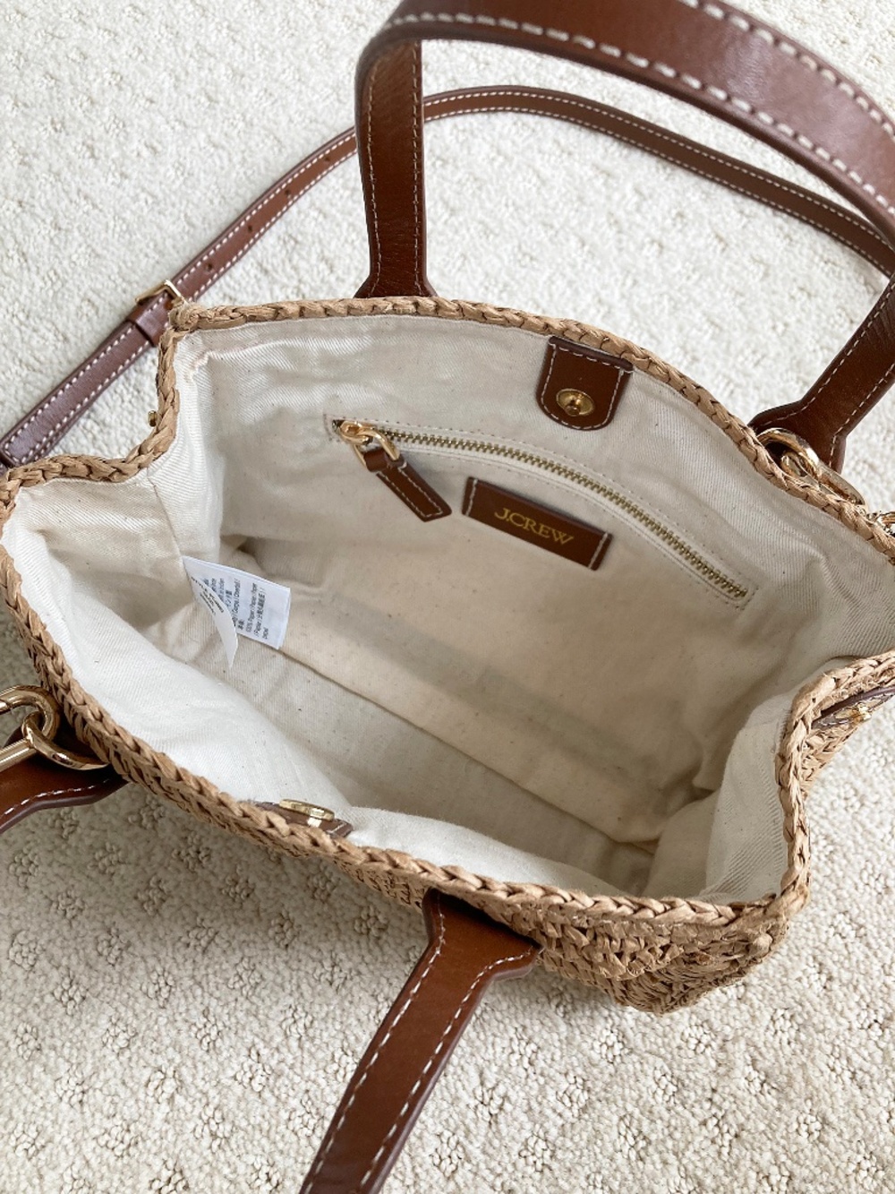 J. Crew Palma Top-Handle/Crossbody Bag in Handknotted Straw and Leather - Picture 9 of 11